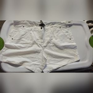 White linen shorts